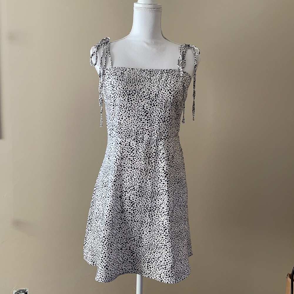 SHEIN tied strap black and white summer dress